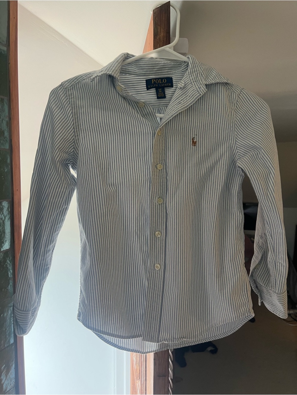Polo by Ralph Lauren Blue & White Striped Button-Down Shirt - Boys Small (8)